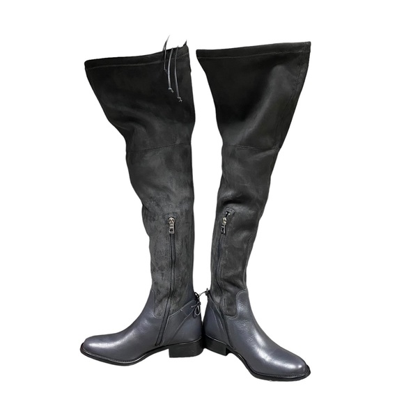 RUDSAK - Navy Blue leather & micro suede knee high riding boots with zip closure - Picture 3 of 16